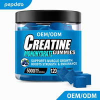 PEPDOO Gummies à la créatine monohydrate, bonbons gélifiés pré-entraînement, 5000 mg, végétalien, halal, sans OGM, sans gluten, sans sucre, croissance musculaire