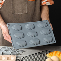 Moule à gâteau madeleine en silicone écologique à 9 cavités, moule à chocolat, moule à bonbons, moule à biscuits