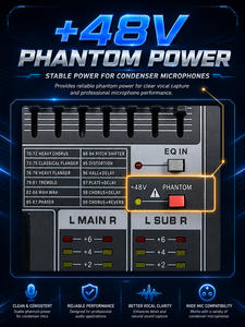 Mezclador de Sonido Profesional GBA-26, Consola de Mezcla de Audio |   26 Canales |   Ecualizador de 7 bandas |   99 Efectos DSP |   USB/MP3/BT 5.0 |   Fuente de alimentación Phantom - Product Image 5