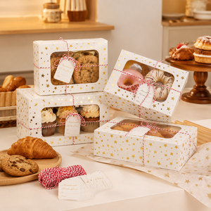 Caja <span class=keywords><strong>de</strong></span> embalaje con impresión personalizada para aperitivos, galletas, <span class=keywords><strong>repostería</strong></span>, pan y postre, con ventana transparente - Product Image 2