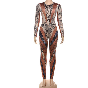 Viviblook Z0119ST01 Nouvel ensemble pour femmes Sexy imprimé serpent Slim Fit Manches longues Body Pantalon Ensemble deux pièces - Product Image 2