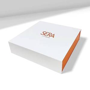 Boîte cadeau personnalisée blanche jetable pliable écologique avec doublure et pelliculage mat, haut de gamme, à fermeture magnétique - Product Image 1