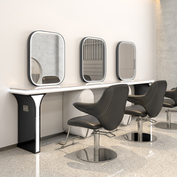 BoJue Salon de beauté Coupe de cheveux Miroir de table Salon de coiffure Miroir Station de salon Ensemble de meubles Salon de coiffure Miroir mural avec Led