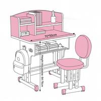 Table d'étude en MDF moderne, ensemble bureau et chaise réglables en hauteur, table d'étude ergonomique pour enfants avec étagère pour la maison et l'école