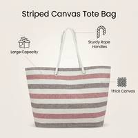 Sac fourre-tout rayé durable à grande capacité avec logo personnalisé Royal Fair, idéal pour les voyages et les activités de plein air