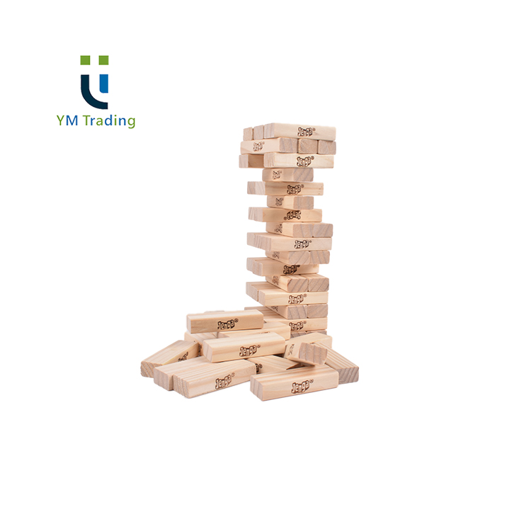 Classic Wood Tower Wood Block Stacking Game 54 pezzi torre di burattatura in legno scatola personalizzata ecologica giocattoli in legno educativi