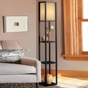 Lampada da Terra Minimalista in <span class=keywords><strong>Legno</strong></span> con Mensole, Moderna Lampada Angolare per Soggiorno e Camera da Letto - Product Image 2