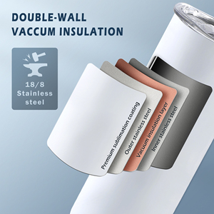 Paquete de 25 vasos rectos de sublimación de 20 oz, de acero inoxidable de doble pared, con popote de plástico, listos para enviar desde almacén de EE. UU. - Product Image 4