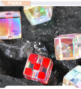 Material tablero de ajedrez cuentas cuadradas a través del agujero cuentas acrílicas Cadena de teléfono móvil DIY materiales hechos a mano accesorios de joyería - Product Image 6