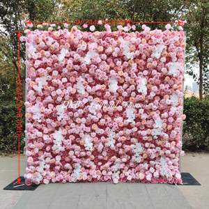 ฉากหลังแผงสีชมพูสีขาว5D โรงงานตกแต่งผนังงานแต่งงานฉากหลังของตกแต่งงานเลี้ยงวันเกิด - Product Image 1