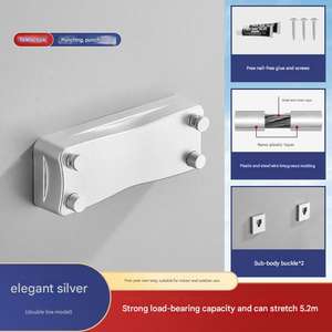 <span class=keywords><strong>Corde</strong></span> à <span class=keywords><strong>linge</strong></span> murale rétractable multifonctionnelle pratique en aluminium inoxydable pliable pour l'extérieur de la <span class=keywords><strong>maison</strong></span> rebond lent - Product Image 3