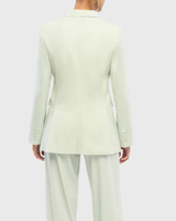 Ensemble de costume 2 pièces personnalisable vert menthe pour femme : blazer croisé à revers crantés et pantalon large – Tenue de bureau formelle