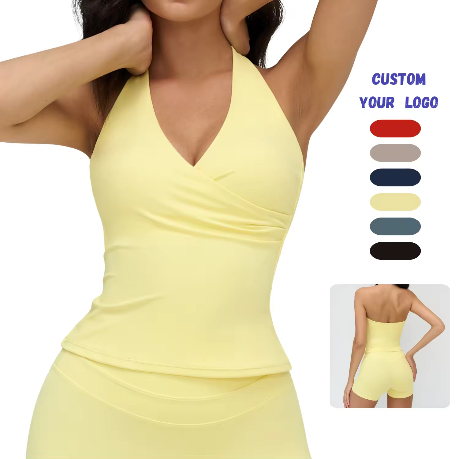 Lightweight Plus Size Sportswear with Four-Way Stretch Quick Dry Breathable Halter Workout Crop Yoga Tank Top for Women