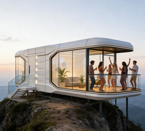Casa Prefabricada de Lujo Popular con Hermosa <span class=keywords><strong>Vista</strong></span> para Ocio al Aire Libre, Vacaciones, Proyecto Turístico de Alta Gama, Estructura de Acero, Comedor Solar - Product Image 5