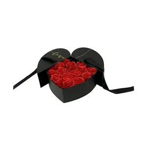 गर्म बेच दिल के आकार का फूल उपहार बॉक्स bowknot डबल खुश बॉक्स मैं तुमसे प्यार करता हूँ फूल बॉक्स
