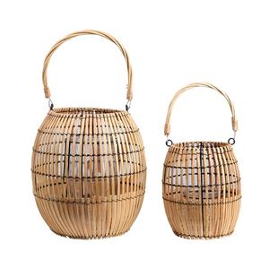 Mây Đan Tre Giữ Nến Màu Tự Nhiên Treo Trang Trí Nhà Và Sân Vườn Đèn Lồng Nến Bằng Gỗ Có Tay Cầm - Product Image 1