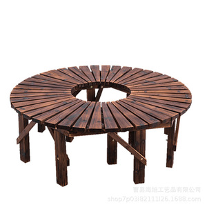 Banc de patio en bois en forme d'arbre, siège extérieur semi-circulaire, design rustique durable pour aménagement paysager de cour - Product Image 5