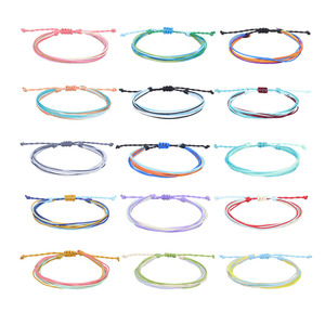 <span class=keywords><strong>Tobillera</strong></span> tejida de cera Bohemia para mujer, cuerda para el pie, colorida, resistente al agua - Product Image 1