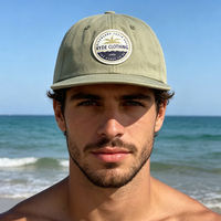 Vintage gewassen katoenen 6-panel ongestructureerde baseballcap, heren outdoor sport snapback pet met aangepast rond geweven patchlogo