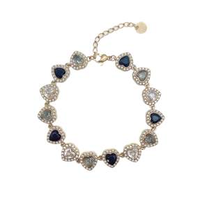 Heart Shape <b>Crystal</b> <b>Bracelet</b> PVD Gold Plated 316L Stainless Steel Sustainable Resistant Fashion Jewelry - Product Image 1