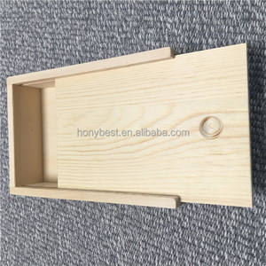 Venta al por mayor caja de madera sin terminar recuerdo y almacenamiento de regalos con tapa deslizante para decorar y personalizar la caja de embalaje - Product Image 3