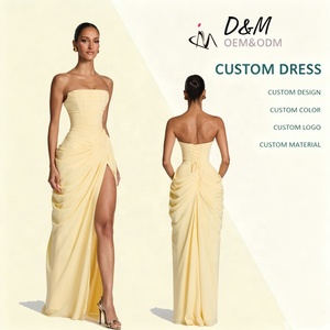 D&<span class=keywords><strong>M</strong></span> Nuevo Vestido Largo Elegante y Sexy Francés 2026 de Siete Colores sin Tirantes con Abertura Alta, Lavable - Product Image 1