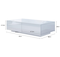 Conception personnalisée Table basse moderne à DEL en bois blanc avec lumière DEL 4 tiroirs lisses pour le salon
