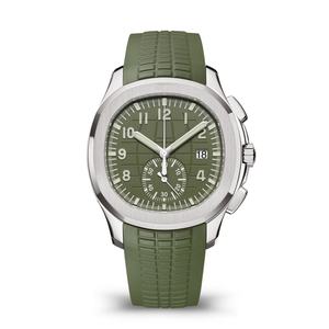 นาฬิกากลไกอัตโนมัติสไตล์วินเทจสุดหรู42มม. สำหรับผู้ชายนาฬิกาเหล็กสีเขียว316L - Product Image 1