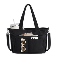 Sac fourre-tout en velours côtelé à carreaux pour femme, grande capacité, sac à bandoulière tendance, sac à main de voyage décontracté et portable