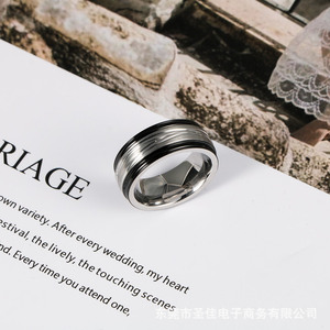 Men's Stainless Steel <b>Ring</b> Geometric Design SA1213 Wedding Jewelry Fashionable Durable Oil Resistant - Product Image 2