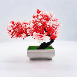 Arbre Bonsaï Artificiel Qi Xing avec Fleurs Jaunes, Pot Carré en Plastique, Décoration de Bureau, 20 cm de Haut - Product Image 3