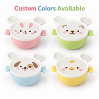 Bol en céramique pour enfants avec couvercle et double poignée, motif personnalisé, couleur au choix, pour l'alimentation, OEM ODM, vente en gros