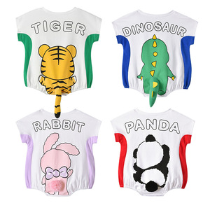 <span class=keywords><strong>Combinaison</strong></span> d'été pour nouveau-né pour garçons et filles Barboteuse en coton animal pour bébé avec fermeture à bouton pression Bodysuit à manches courtes - Product Image 3
