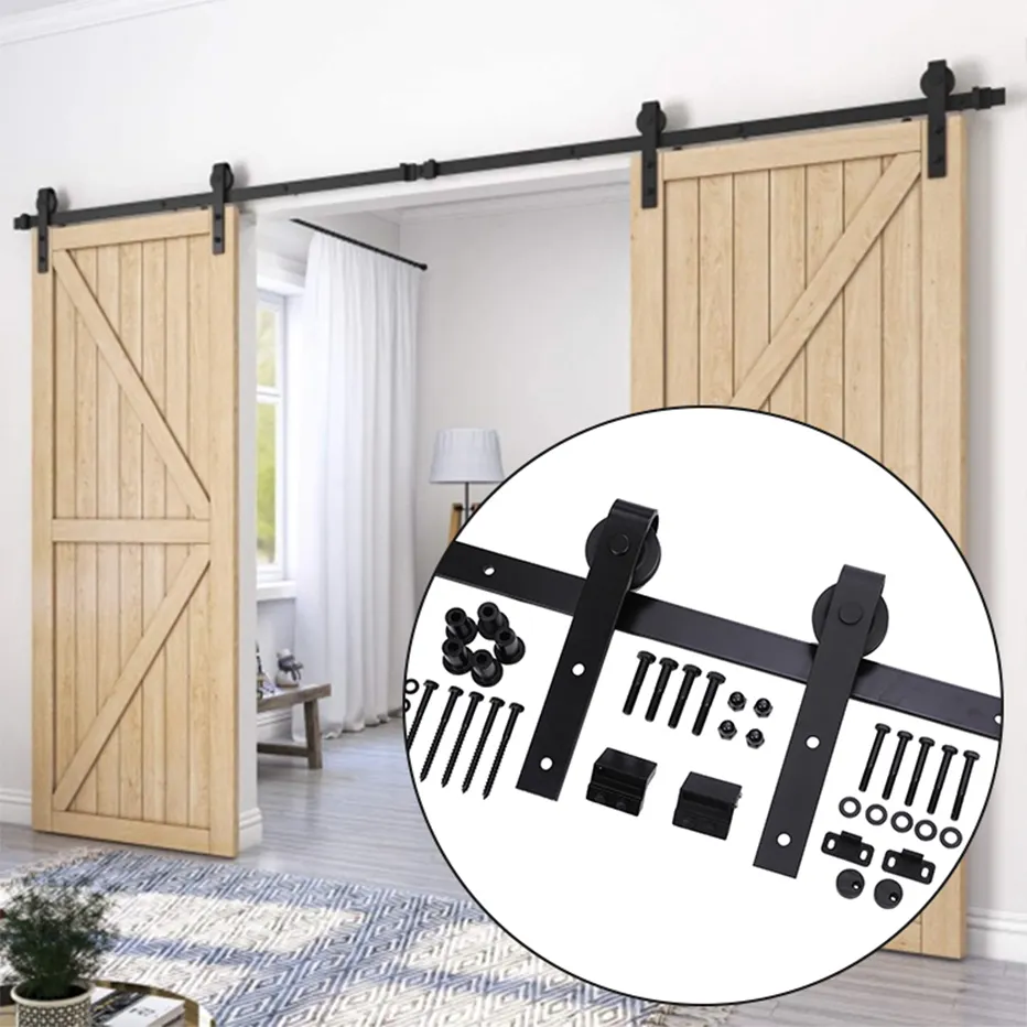 Nuovo design migliorato porta del fienile pavimento porta in legno hardware scorrevole porta del fienile