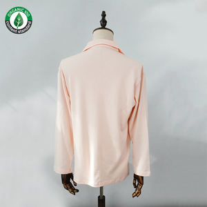 Pijamas de dos piezas de algodón orgánico 100% de lujo personalizados al por mayor, ropa de dormir de ocio de talla grande para primavera y verano para mujer - Product Image 6