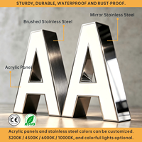 Letras de Canal con Iluminación Frontal Personalizadas para Interiores, Letrero 3D de Acero Inoxidable con LED para Logotipo de Tienda o Pared