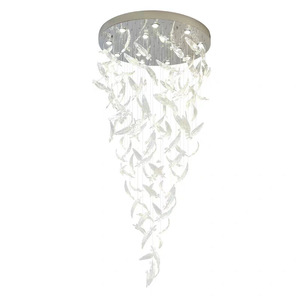 Lustre moderne en acier inoxydable avec pendentif en forme d'oiseau, grand modèle blanc à LED, télécommande, hauteur réglable pour salon, 2700K E26 - Product Image 3