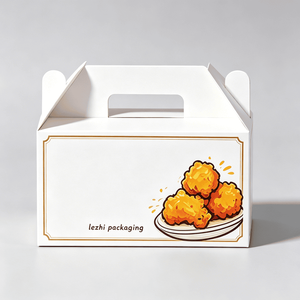 Caja de Embalaje Personalizada para Comida para Llevar, Caja de Papel para Papas Fritas, Hamburguesas y Comida Rápida, Caja para Pollo Frito con Asas - Product Image 1