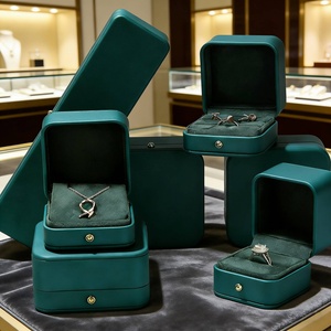 Customized Jewelry Boxes with logo Pu Jewelry Box Suede Multi-Function Lining Fine Jewelry Pu Leather Navy Blue Jewelry Boxes - Product Image 1