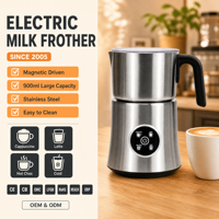 Mousseur à lait électrique MF06S-T 900 ml, à entraînement magnétique, en acier inoxydable, pour cappuccino et latte, mousse chaude et froide, usage domestique, hôtelier et commercial