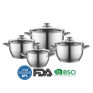 Vente Flash : Casserole Classique en Acier Inoxydable Forme Ventre, Base 5 Plis Robuste, Compatible Induction, Lavable au Lave-Vaisselle, Résistant au Four - Product Image 1