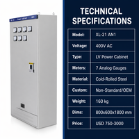 Wanbo-411 Custom OEM XL21 Power Distribution Cabinet With Analog Meters 400V LV Electrical Enclosure Panel