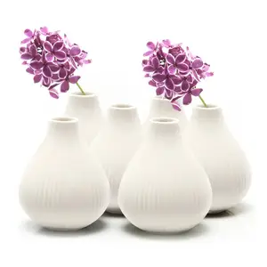 陶瓷花瓶批发一套 6 霜，3 “宽 3.5” 高圆形粘土陶器花瓶,家居装饰生活的装饰花瓶