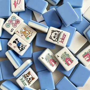 Nuevo y Exclusivo Juego de Fichas de Mahjong Americano de Lujo con Diseño de Perrito Acrílico de <span class=keywords><strong>Tres</strong></span> Capas Azul, el Mejor - Product Image 1