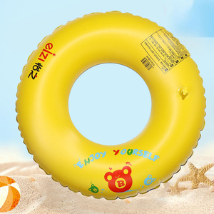 Adult <b>Inflatable</b> Swimming Ring Yellow Blue Handles Thickened PVC <b>Float</b> For Swimming Water Sports Unisex Size Large - Product Image 2