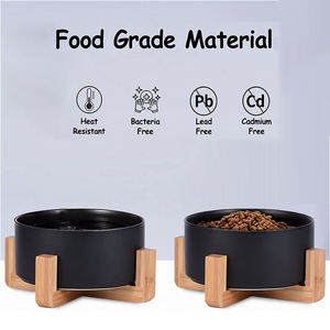 Protection personnalisée de la colonne cervicale de l'animal, bol en céramique en acier inoxydable pour chien et chat avec support en bambou - Product Image 6