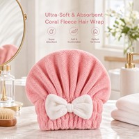 Serviette turban en polaire corail pour sécher les cheveux, douce, absorbante et à séchage rapide, pour femmes, pour la douche et la salle de bain