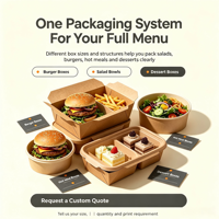 Boîte à repas en papier kraft personnalisable, acceptant la personnalisation de la taille et l'impression du logo pour les besoins d'emballage alimentaire