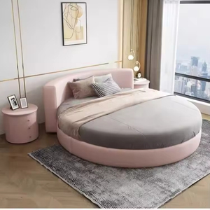 <span class=keywords><strong>Letto</strong></span> Rotondo di Lusso Moderno per Adulti Design Semplice Mobili per Camera da <span class=keywords><strong>Letto</strong></span> Casa e Hotel <span class=keywords><strong>Matrimoniale</strong></span> Queen/King Size in Tessuto con Contenitore - Product Image 1