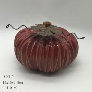 <span class=keywords><strong>Venta</strong></span> al por mayor caliente piso naranja calabaza con hierro hoja para casa y jardín decoración - Product Image 2